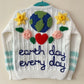 "Earth Day Every Day” Handmade Cardigan Size Approx 2-3 Years