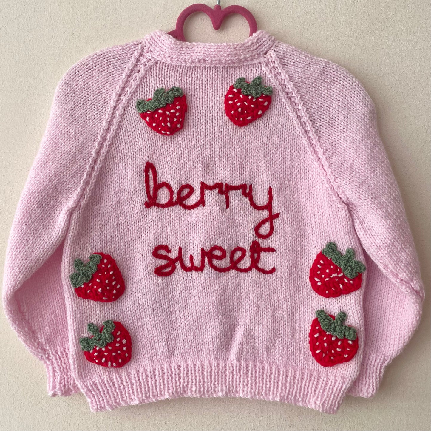 "Berry Sweet” Pink Handmade Cardigan Size Approx 2-3 Years