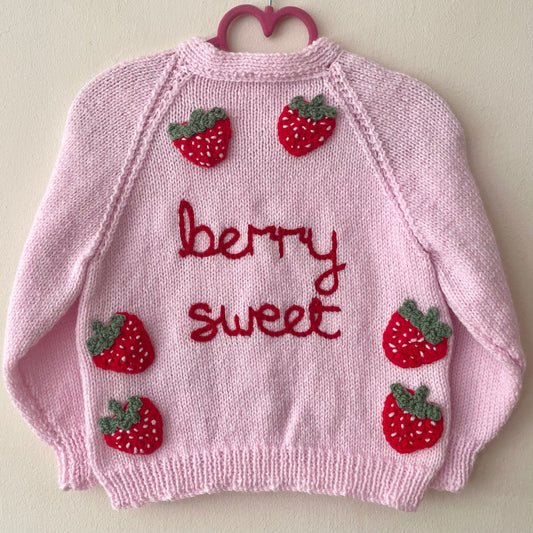 "Berry Sweet” Pink Handmade Cardigan Size Approx 2-3 Years
