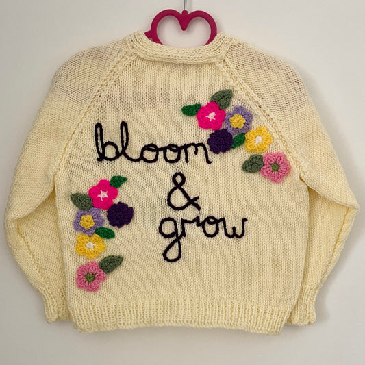"Bloom & Grow” Handmade Cardigan Size Approx 2-3 Years