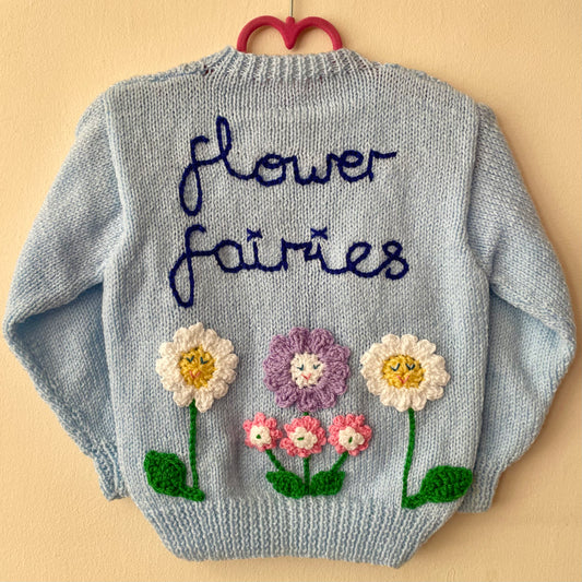 "Flower Fairies" Handmade Cardigan Size Approx 2-3 Years
