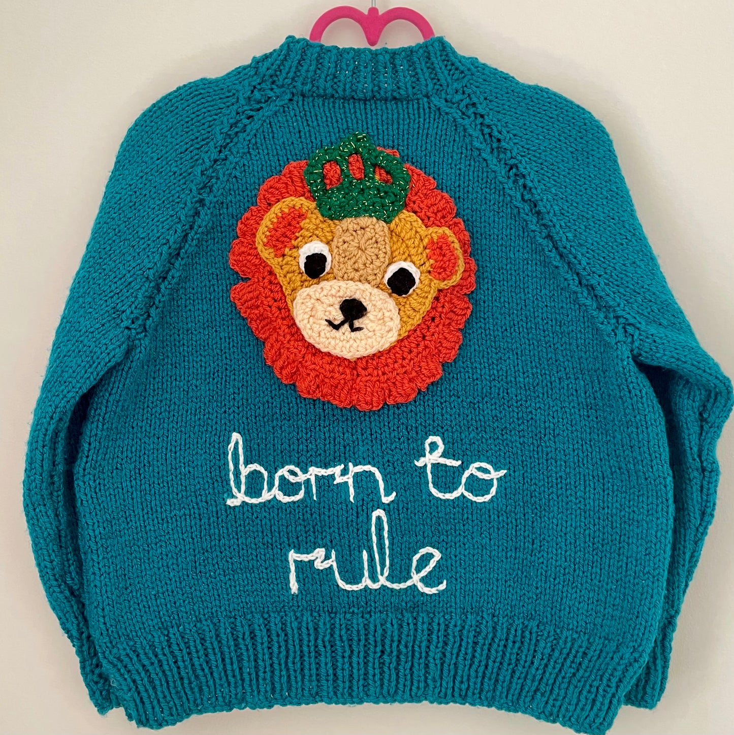 "Born to Rule” Handmade Cardigan Size Approx 4-6 Years