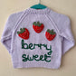 "Berry Sweet” Lilac Handmade Cardigan Size Approx 6-12 Months