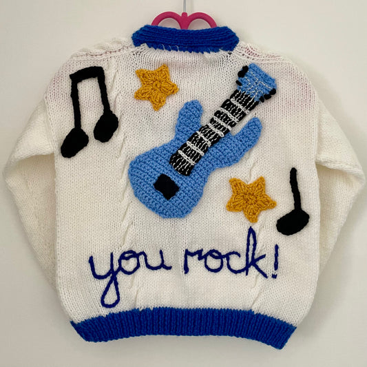 "You Rock" Handmade Cardigan Size Approx 2-3 Years