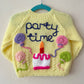 "Party Time” Handmade Cardigan Size Approx 1-2 Years