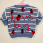 "Love Bug” Handmade Cardigan Size Approx 3-9 Months