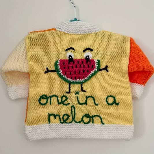 "One In A Melon” Handmade Cardigan Size Approx 12-18 Months