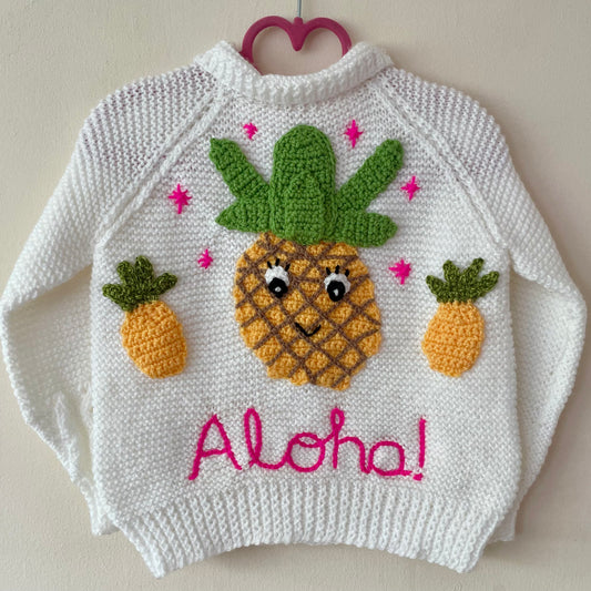 "Aloha!" Handmade Cardigan Size Approx 3-4 Years