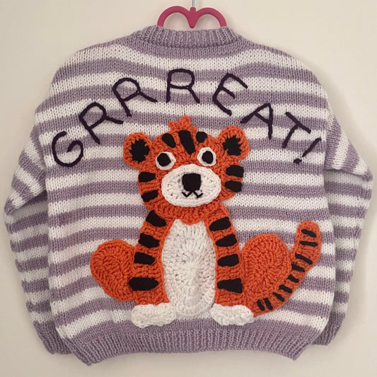 "GRRREAT!” Handmade Cardigan Size Approx 3-4 Years