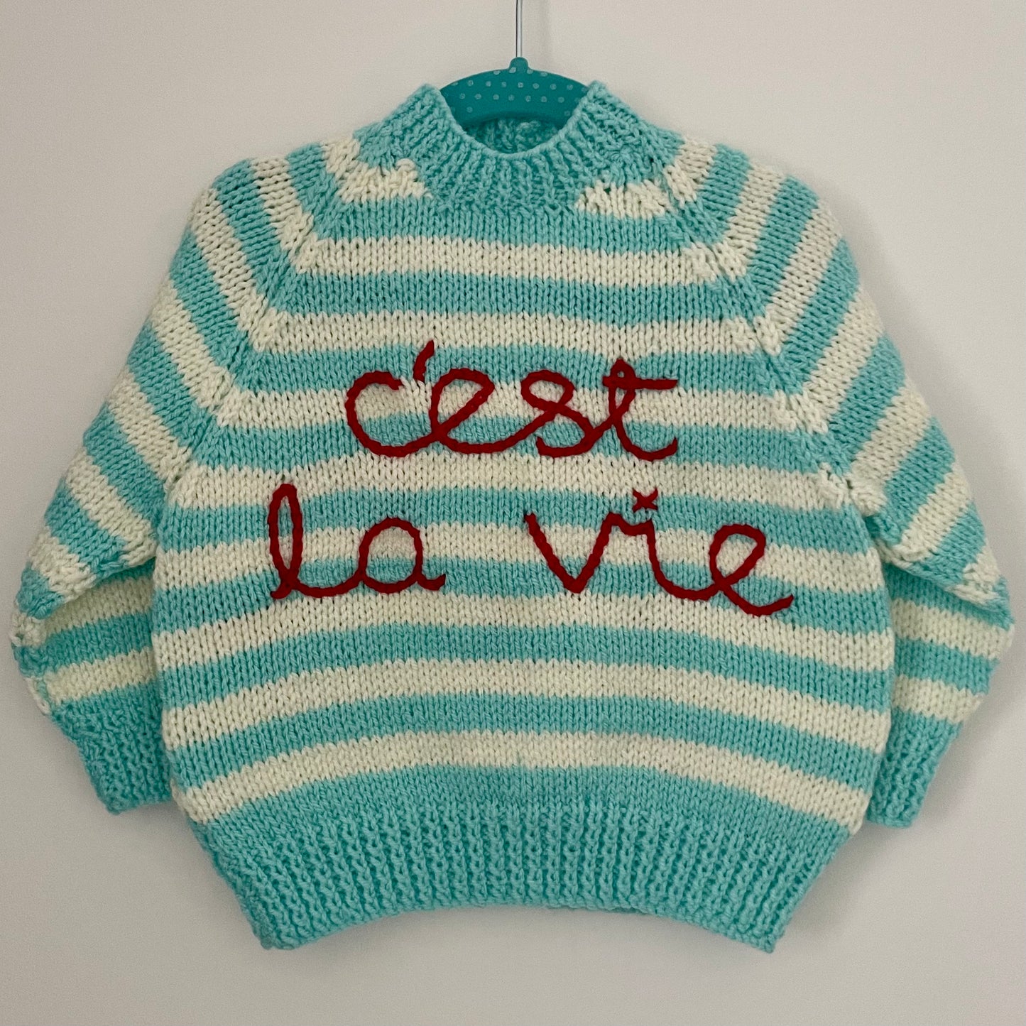 “C'est La Vie” Handmade Jumper Size Approx 18 months-2.5 Years