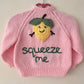 "Squeeze Me” Handmade Cardigan Size Approx 6-12 Months