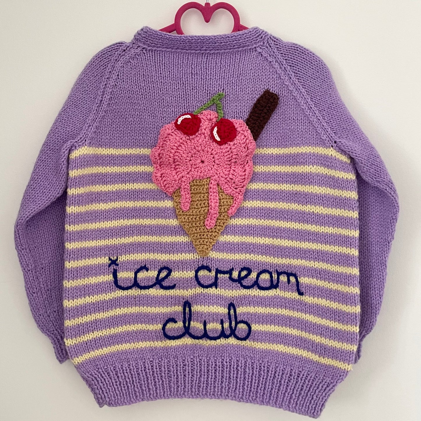 “Ice Cream Club” Handmade Cardigan Size Approx 4-6 Years