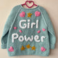“Girl Power” Handmade Cardigan Size Approx 4-6 Years