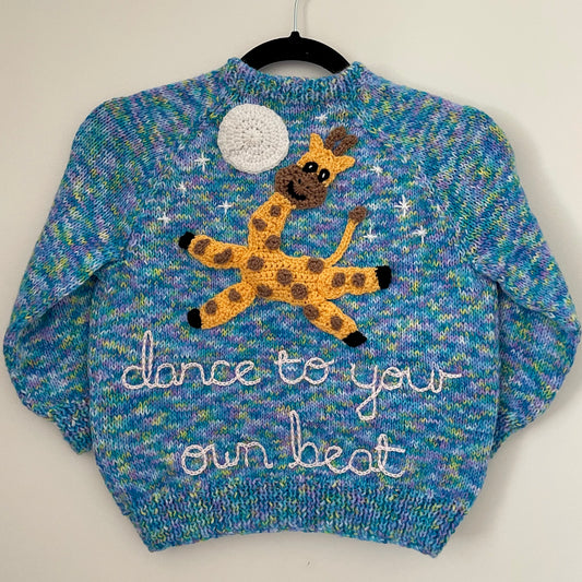 “Dance To Your Own Beat” Handmade Cardigan Size Approx 6-8 Years