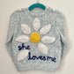 "She Loves Me” Daisy Handmade Striped Jumper Size Approx 1-2 years