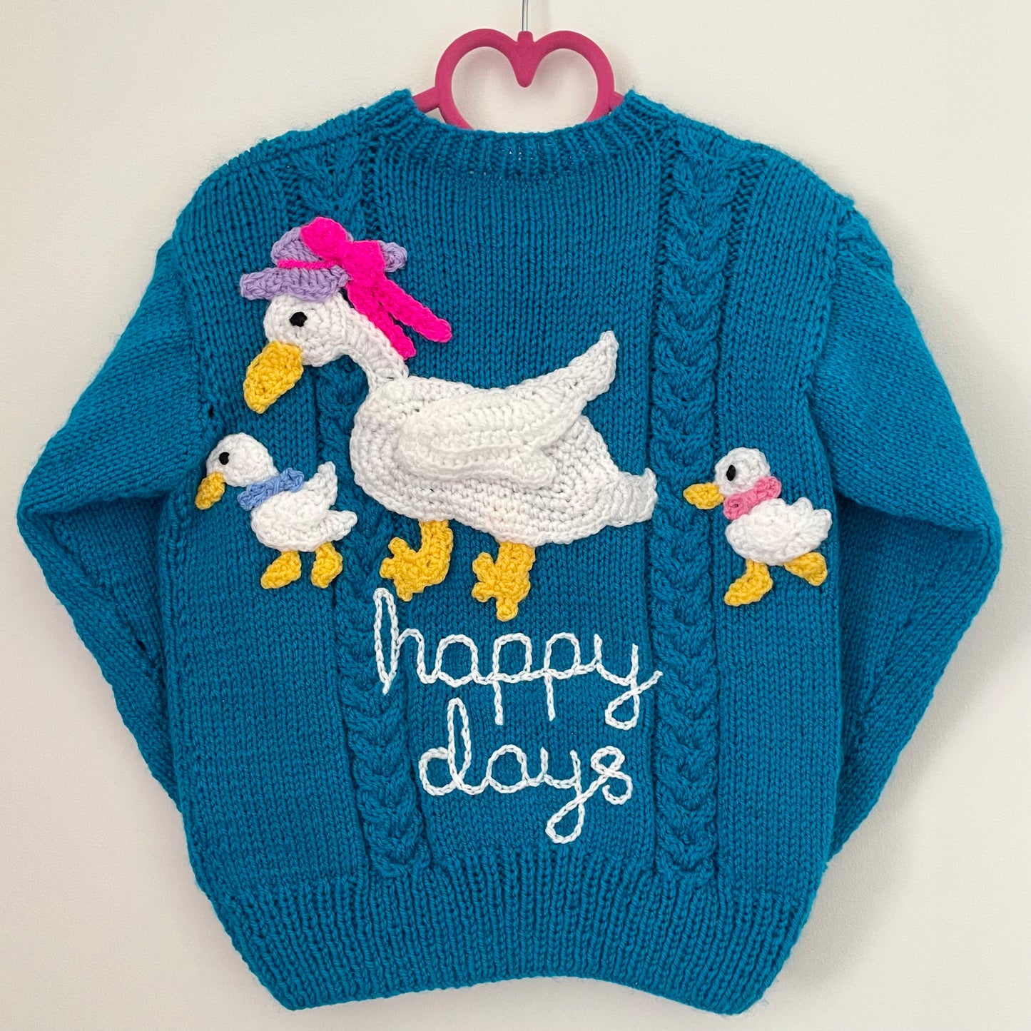 "Happy Days” Handmade Cardigan Size Approx 3-4 Years