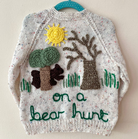 "On A Bear Hunt” Handmade Cardigan Size Approx 2-3 Years