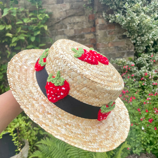 Strawberry Embellished Straw Hat - Age 1-3 Years