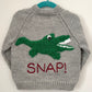 "Snap” Crocodile Handmade Cardigan Size Approx 1-2 Years