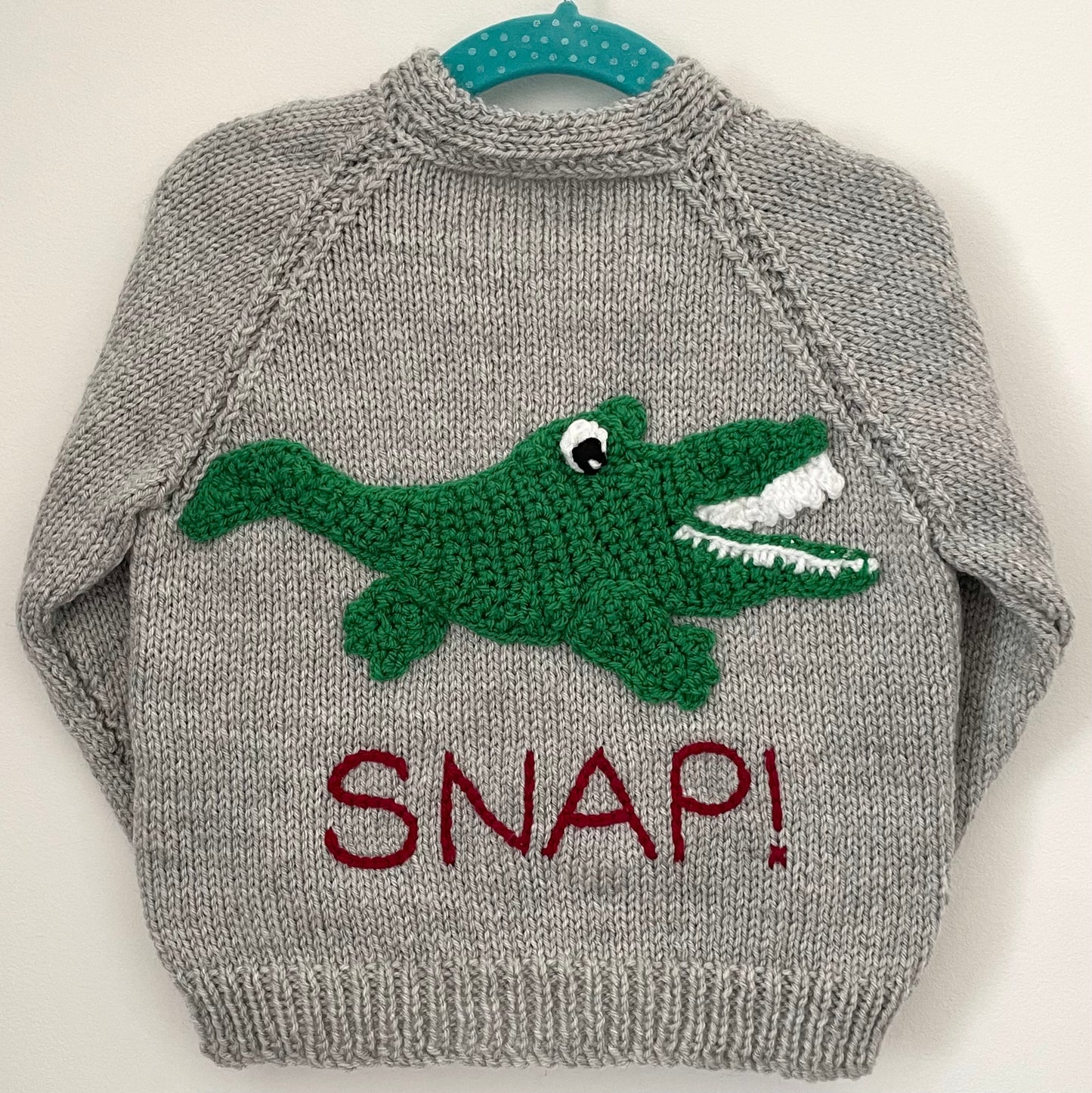 "Snap” Crocodile Handmade Cardigan Size Approx 1-2 Years