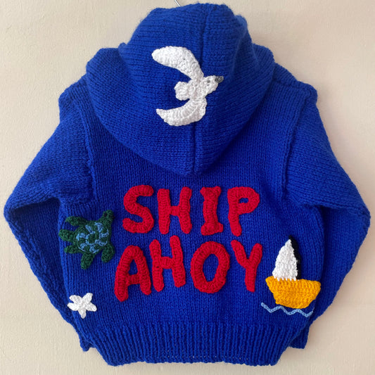 “Ship Ahoy” Handmade Cardigan Size Approx 4-5 Years