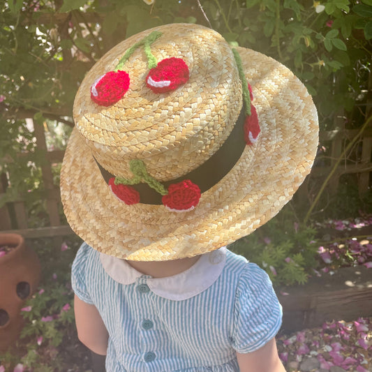 Cherry Embellished Straw Hat - Age 1-3 Years