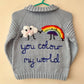 "You Colour My World” Handmade Cardigan Size Approx 4-6 Years