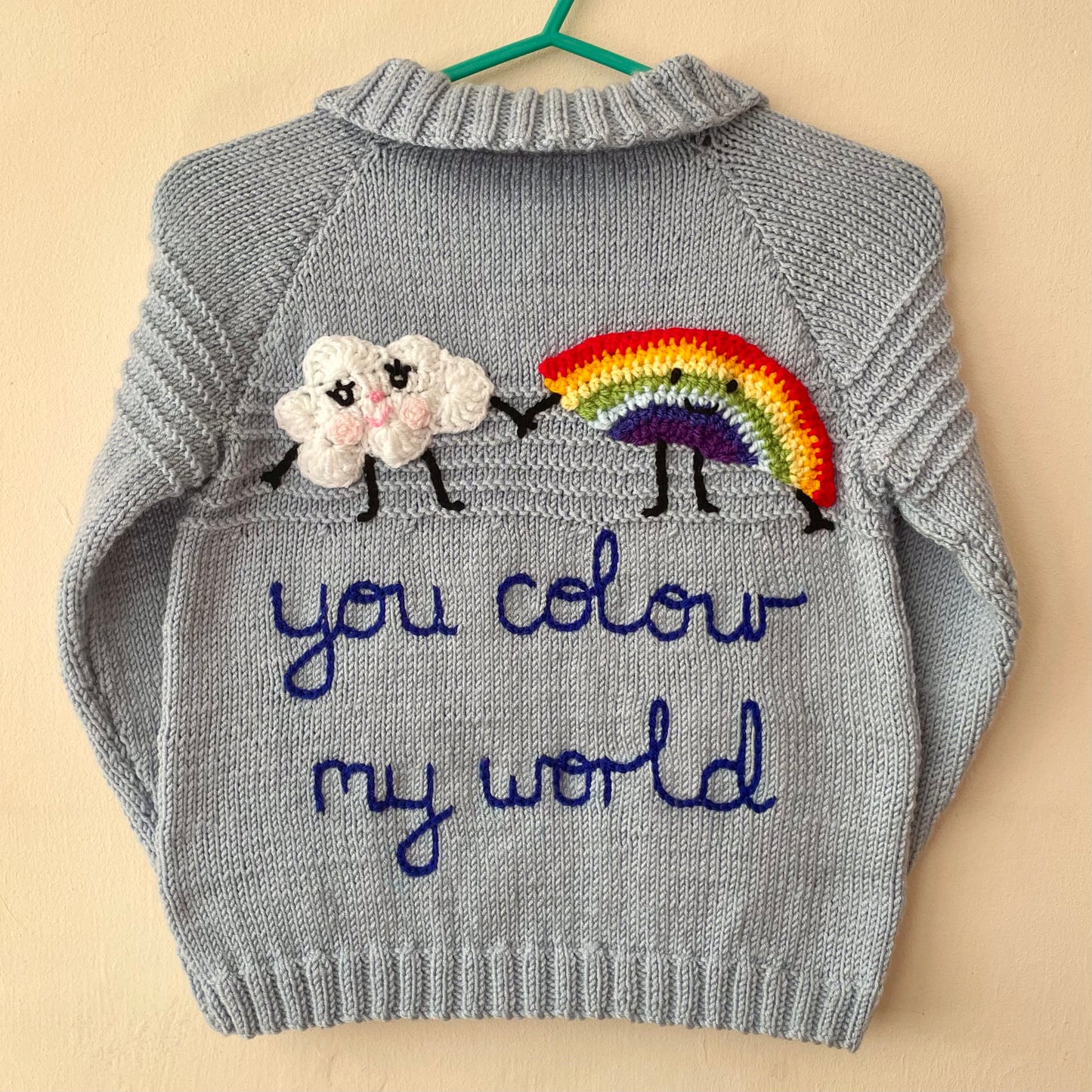 "You Colour My World” Handmade Cardigan Size Approx 4-6 Years