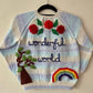 "Wonderful World” Handmade Cardigan Size Approx 6-8 Years