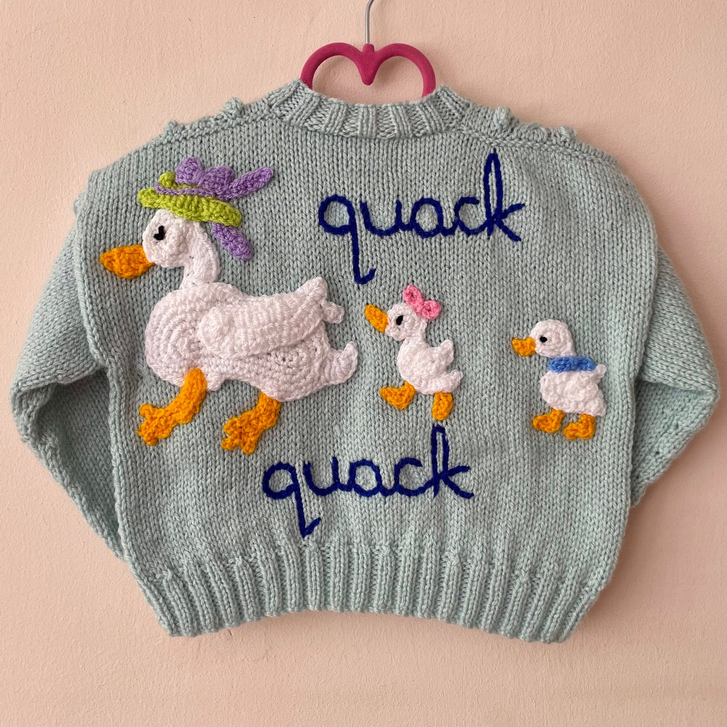 “Quack Quack” Handmade Cardigan Size Approx 18 months-2.5 Years