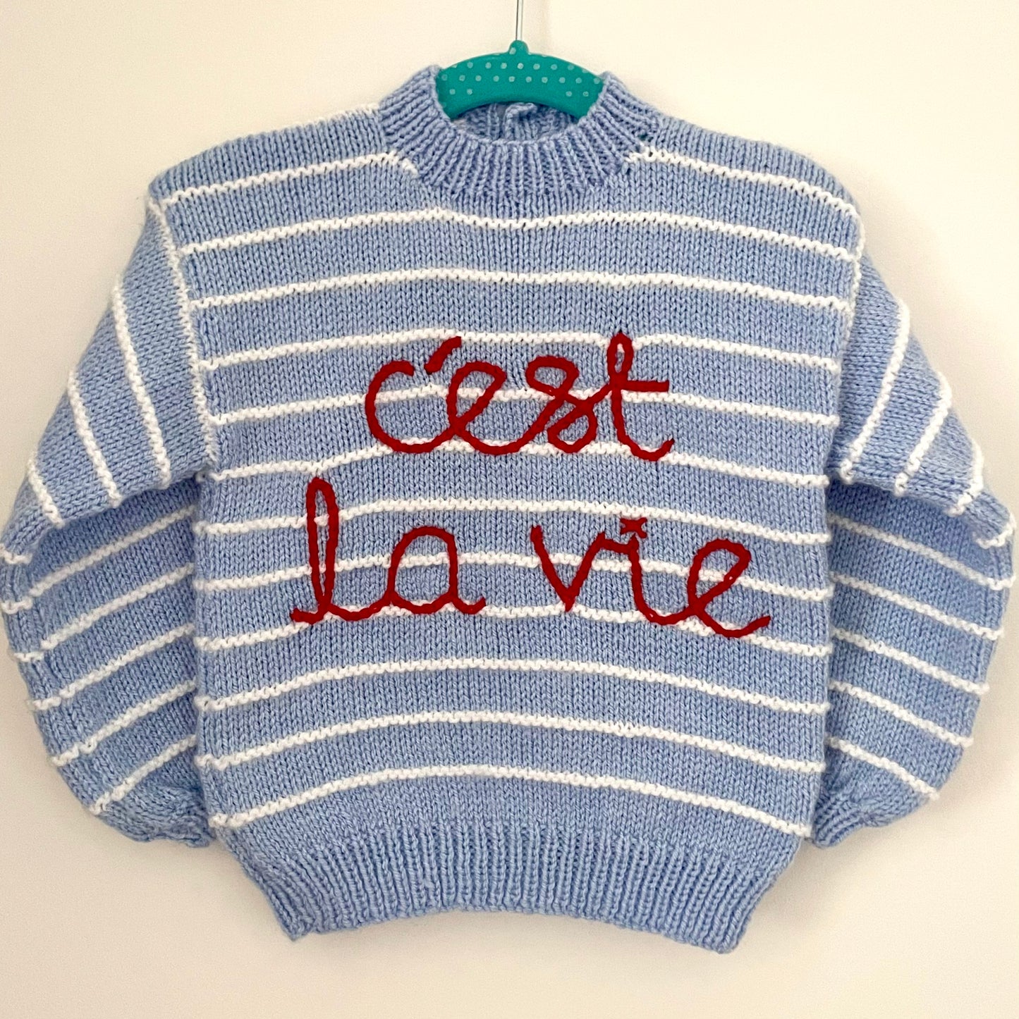 "C'est La Vie” Handmade Striped Jumper Size Approx 1-2 years
