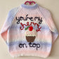 "Cherry On Top” Handmade Cardigan Size Approx 3-4 Years
