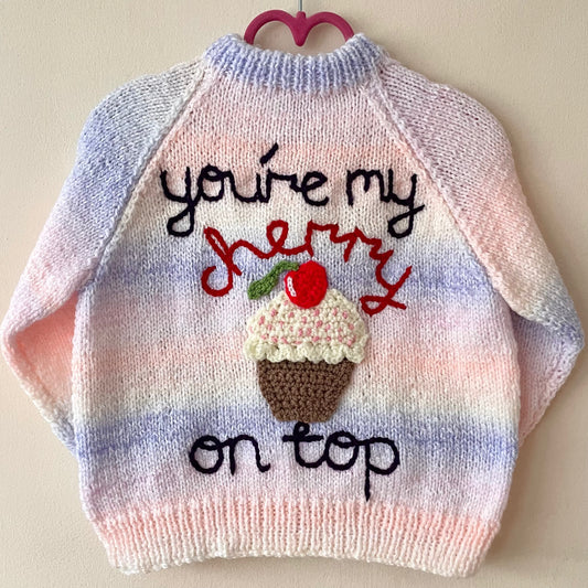 "Cherry On Top” Handmade Cardigan Size Approx 3-4 Years