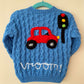 "Vroom” Handmade Cardigan Size Approx 9-18 Months