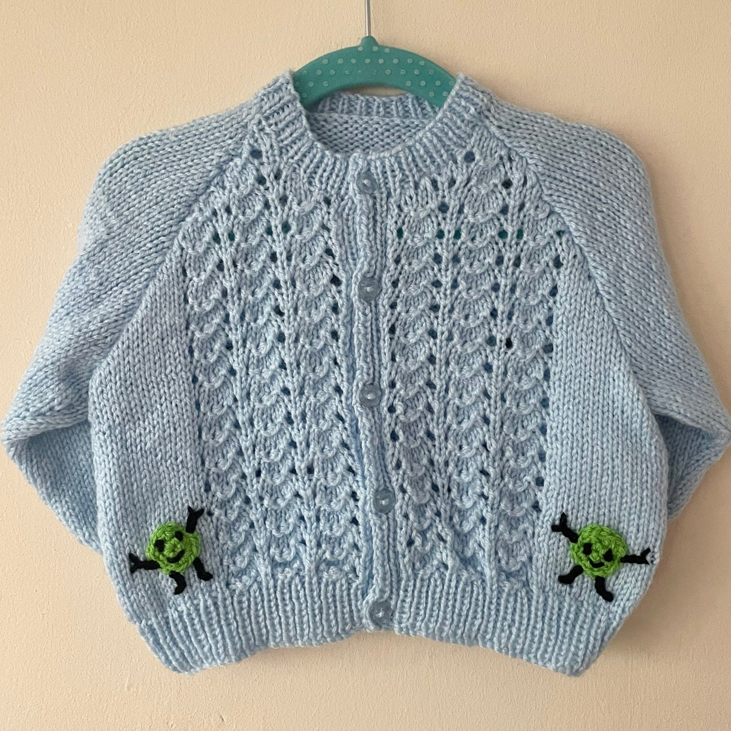 "Petit Pois” Handmade Cardigan Size Approx 12-18 Months