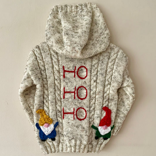 🎄Day 3🎄“Ho Ho Ho” Handmade Gnomes Hooded Cardigan Size Approx 2-3 Years