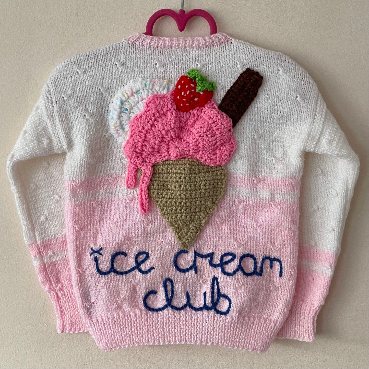 “Ice Cream Club” Handmade Cardigan Size Approx 2-3 Years
