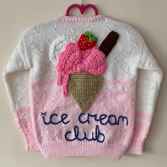 “Ice Cream Club” Handmade Cardigan Size Approx 2-3 Years