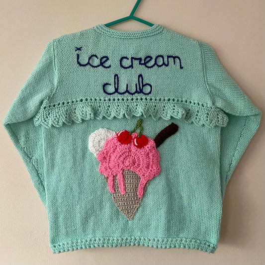 “Ice Cream Club” Handmade Cardigan Size Approx 6-8 Years