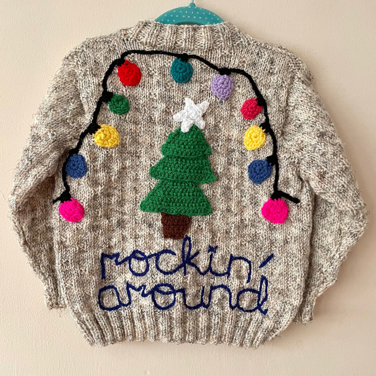 “Rockin' Around” Handmade Christmas Cardigan Size Approx 3-4 Years