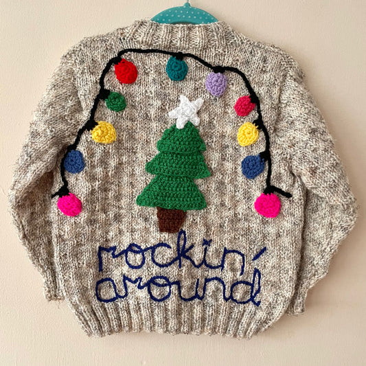 “Rockin' Around” Handmade Christmas Cardigan Size Approx 3-4 Years
