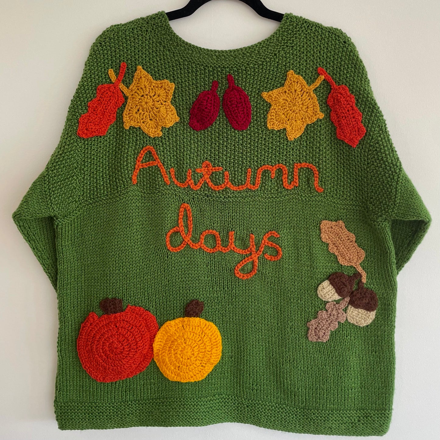 "Autumn Days” Handmade Adult Jumper Ladies Size 14 UK Approx