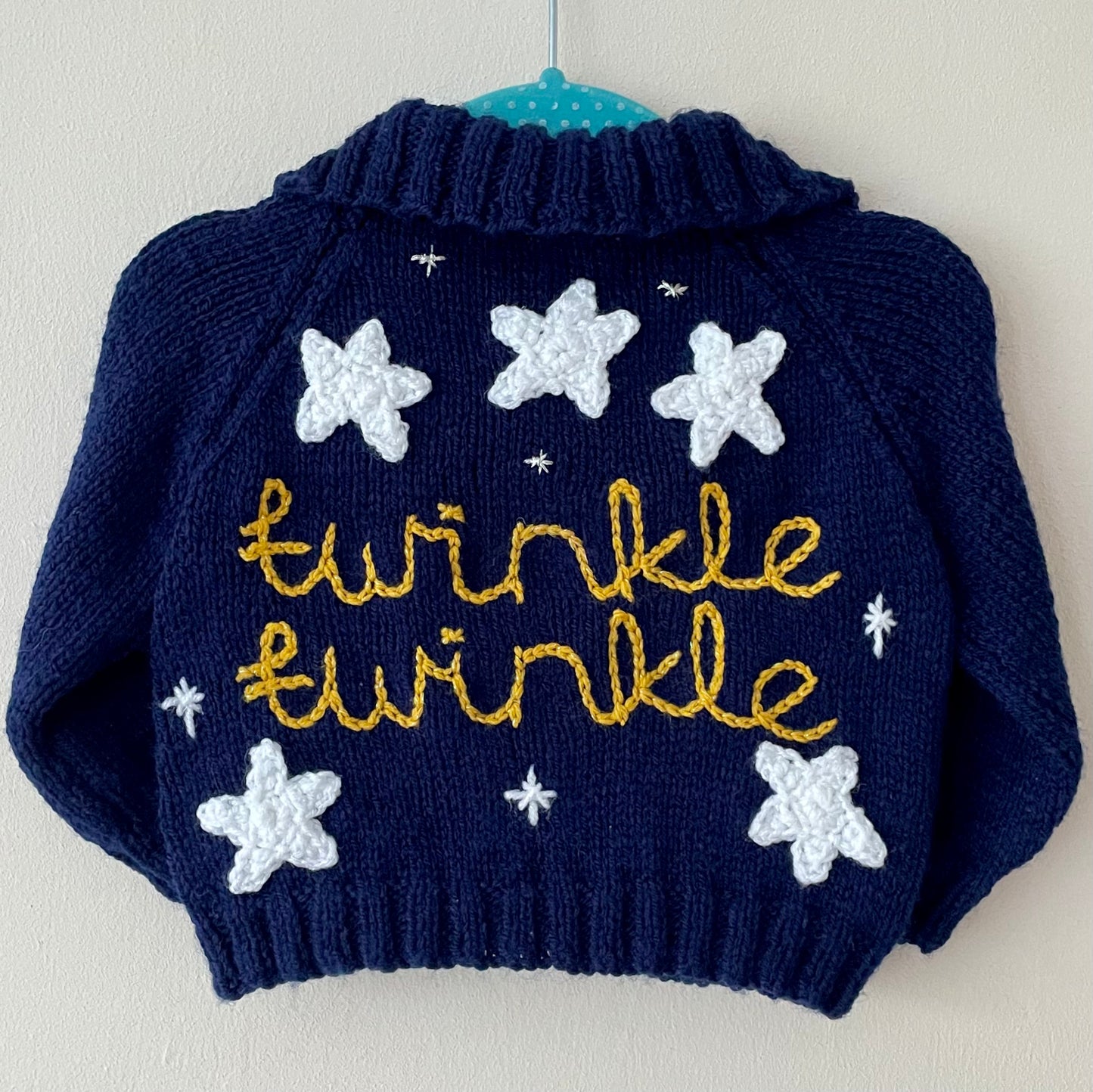 “Twinkle Twinkle” Handmade Star Cardigan Size Approx 6-12 Months