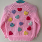 Love Hearts Handmade Cardigan Size Approx 1-2 Years