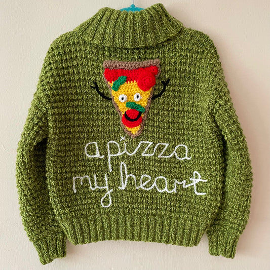 “Pizza My Heart” Handmade Jumper Size Approx 3-4 Years