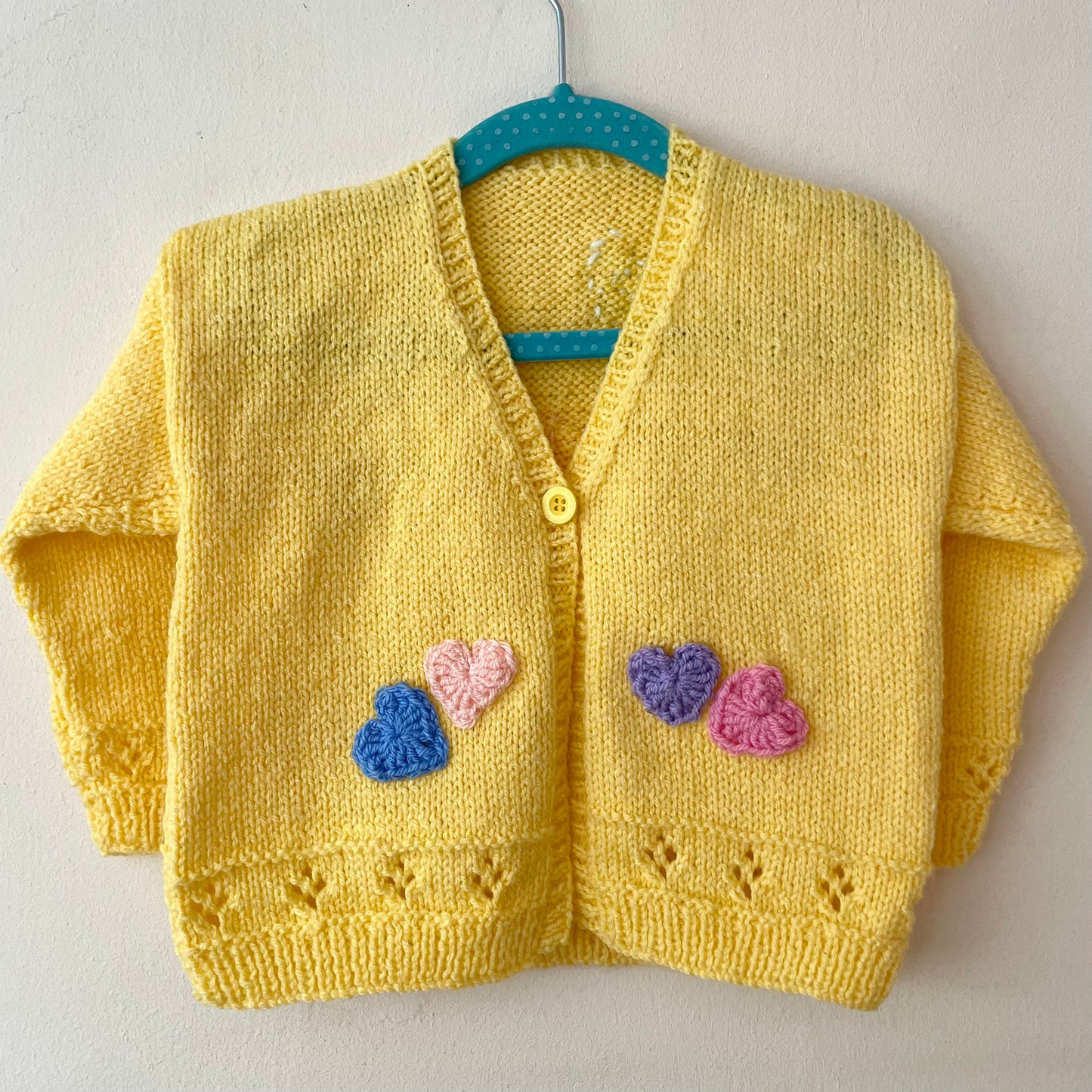 "Love Hearts” Handmade Cardigan Size Approx 12-18 Months