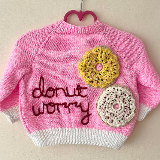 "Donut Worry” Handmade Cardigan Size Approx 1-2 Years