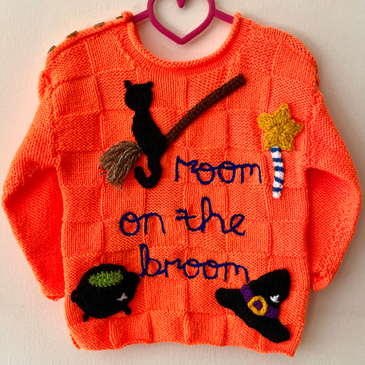 "Room On The Broom” Handmade Jumper Size Approx 3-4 Years