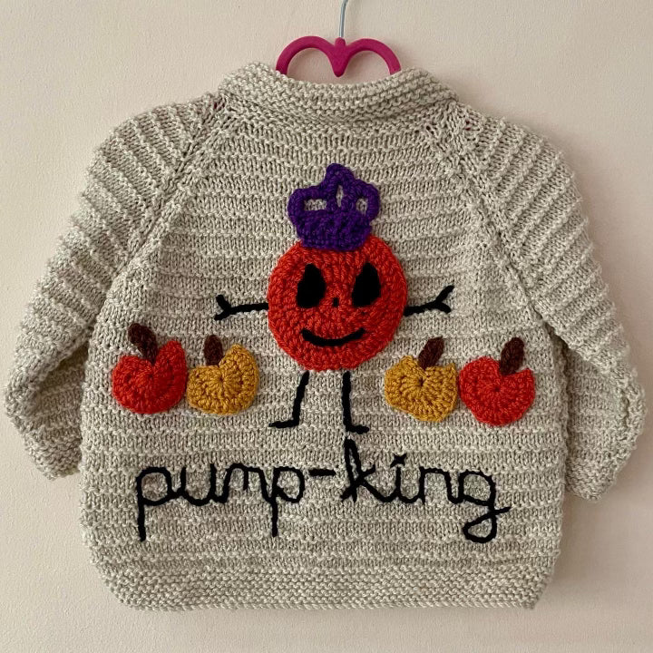 “Pump-king” Halloween Handmade Cardigan Size Approx 2-3 Years