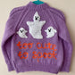 “Too Cute to Spook” Ghost Handmade Cardigan Size Approx 2-3 Years